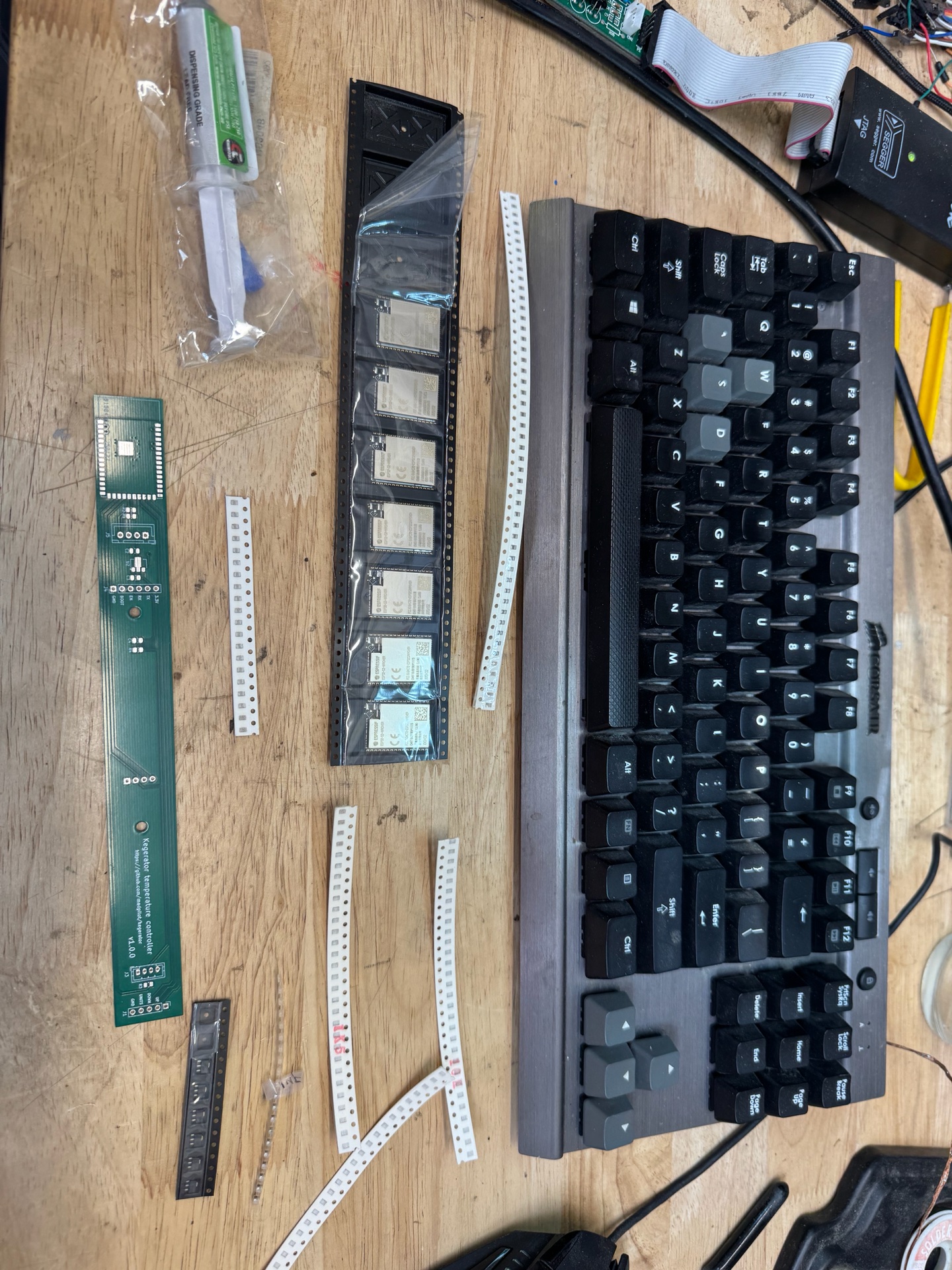 Components and board laid out ready for placement